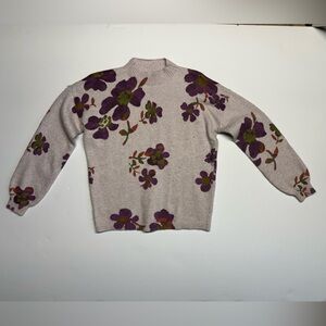 LOFT Purple Floral Cowl Neck Sweater